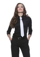 Krawatte weiß - 148 x 6,5 cm - Köpergewebe, 215 g/m- hochveredelt, gekrumpft,