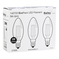 EcoPack 3pcs LED FIL C35 E14 2W (22W) 220lm 827 Clear