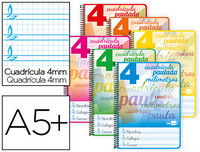 Cuaderno espiral liderpapel cuarto pautaguia tapa dura 80h 80 gr cuadro pautado 4mm con margen