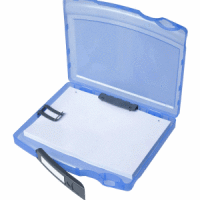 Dokumentenbox 'go-case' A4 mit steckbarer Mechanik/Niederhalter blau transluzent