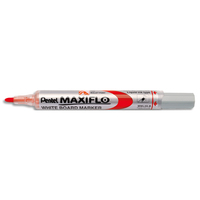 PENTEL Marqueur effaçable sec tableaux Blanc pointe ogive moyenne encre liquide base alcool Rouge MAXIFLO