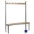 Club solo changing room bench, blue 1500mm wide x 400mm deep with 7 hooks