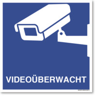 VIDEOÜBERWACHT, Videoüberwachungsaufkleber, 10.5 x 10.5 cm, aus Basis-Folie, mit UV-Schutz