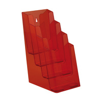 4-Section Leaflet Holder ⅓ A4 / Brochure Holder / Tabletop Leaflet Stand / Leaflet Display | neon orange