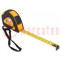 Measuring tape; L: 3m; Width: 16mm; Enclos.mat: ABS,rubber; measure