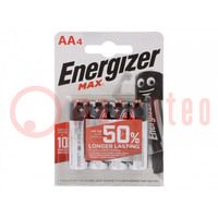 Battery: alkaline; 1.5V; AA; non-rechargeable; 4pcs; MAX