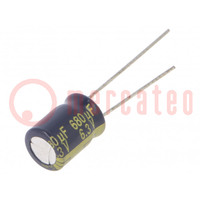 Capacitor: electrolytic; low ESR; THT; 680uF; 6.3VDC; Ø8x11.5mm