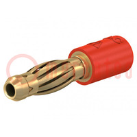 Adapter; banaanstekker 4mm; 25A; 30VAC; 60VDC; rood; verguld