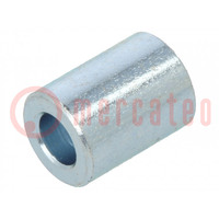 Spacer sleeve; 8mm; cylindrical; steel; zinc; Out.diam: 6mm