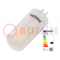 Lámpara LED; blanco caliente; G4; 12VAC; 330lm; P: 2,7W; 300°; 3000K