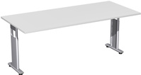 Oxford-Anbau-Schreibtisch in Lichtgrau-Dekor, zweiseitig verkürzter Fuß HxBxT 680-820 x 1800 x 800 mm | TP0428-02