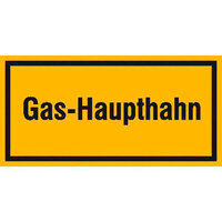 Gas-Haupthahn, Hinweisschild zur Betriebskennzeichnung, selbstkl. Folie ,20x10cm