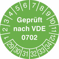 Prüfplakette,Doku-Folie, Geprüft nach VDE 0702, 15 STK/Bogen, 3,0 cm Version: 29-34 - Prüfplakette VDE 0702 29-34