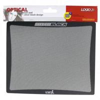 Logo Podkładka pod mysz z polipropylenowym filmem, czarno-srebrna