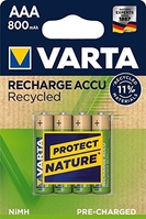 VARTA RECHARGE BATTERIE RECHARGEABLE RECYCLED AAA MICRO 4ER 800MAH 56813101404