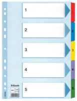 Kartonregister 1-5, A4, Karton, 5 Blatt, weiss