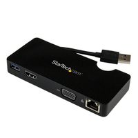 StarTech.com Mini station d’accueil USB 3.0 universelle pour ordinateur portable avec HDMI ou VGA, Gigabit Ethernet, USB 3.0
