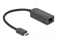 DeLOCK 66645 cable gender changer USB Type-C LAN RJ45 Fekete