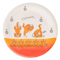 Mila Design Teller - Oommh Yoga Seitenplatte Rund Keramik Schwarz, Orange, Weiß