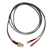 Videk 62.5/125 OM1 ST to SC Duplex Fibre Optic Patch Cable Grey 0.5Mtr