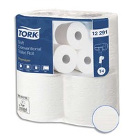 TORK Colis de 8 paquets de 6 rouleaux de Papier toilette Premium 2 plis 198 feuilles pure ouate Blanc