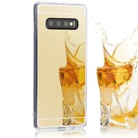 NALIA Spiegel Hülle für Samsung Galaxy S10, Slim Handyhülle Mirror Silikon Case Gold