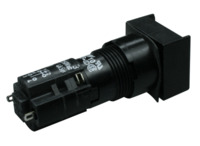 Druckschalter, 2-polig, schwarz, beleuchtet, 4 A/230 V, Einbau-Ø 16.2 mm, IP65,