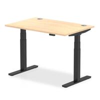 Dynamic Air 1200 x 800mm Height Adjustable Desk Maple Top Cable Ports Black Leg HA01217
