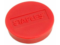Staples Ronde magneten, 10 mm, magnetische kracht 160 gram/m², rood (doos 10 stuks)