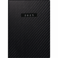 Taschenkalender Technik II 10x14cm 2 Tage/Seite 'Carbon' Kunstleder schwarz 2025