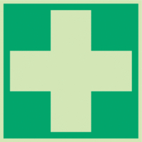 Sicherheitskennzeichnung - Erste Hilfe, Grün, 20 x 20 cm, Folie, Selbstklebend