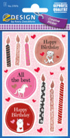 Deko Sticker, Papier, Happy Birthday, bunt, 19 Aufkleber