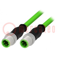 Kabel: do czujników/automatyki; PIN: 4; M12-M12; kod D-Ethernet