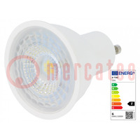 LED lámpa; hideg fehér; GU10; 220/240VAC; 480lm; P: 6,5W; 110°