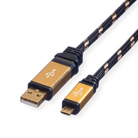 ROLINE GOLD USB 2.0 Kabel, Typ A ST - Micro B ST, Retail Blister, 0,8 m