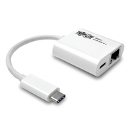 Tripp Lite U436-06N-G-C USB-C to Gigabit Network Adapter with USB-C PD Charging - Thunderbolt 3, White