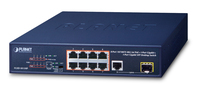 PLANET FGSD-1011HP łącza sieciowe Nie zarządzany Gigabit Ethernet (10/100/1000) Obsługa PoE 1U Niebieski