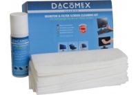 Dacomex Screen & Filter Cleaning Kit LCD/TFT/Plasma Chiffons secs et humides et liquide de nettoyage d'équipement électronique