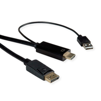 ROLINE 11.04.5992 adapter kablowy 2 m HDMI + USB DisplayPort Czarny