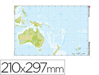 Mapa mudo color din A4 oceania -fisico