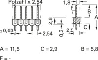 Stiftleiste, 50-polig, RM 2.54 mm, gerade, grün, 5-826936-0