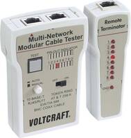 Koax kábel teszter, UTP, LAN hálózati kábel teszter RJ45, BNC csatlakozókhoz, kábelekhez Voltcraft CT-2