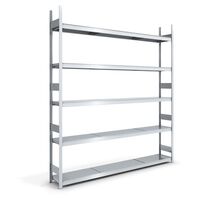 Wide span boltless shelving unit, zinc plated