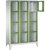 Armario de compartimentos CLASSIC, altura de compartimento 375 mm, con patas, 12 compartimentos, 1200 mm de anchura, puerta en verde reseda.