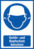 Kombischild - Ohrstöpsel und Kopfschutz benutzen, Blau, 18.5 x 13.1 cm, Folie