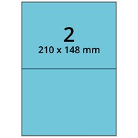 Universaletiketten 210 x 148 mm, 200 Haftetiketten blau auf DIN A4 Bogen, Papier permanent