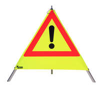 Warnpyramide schwer gelb 900 mm mit !-Zeichen