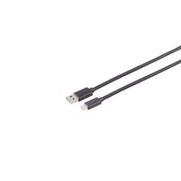 USB 2.0 A Stecker auf USB 3.1 Typ C Stecker, hochfelxibel, dünn, schwarz, 1m