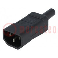 Connector: AC supply; plug; male; 10A; IEC 60320; C14 (E); straight
