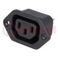 Connector: AC supply; socket; female; 10A; 250VAC; IEC 60320